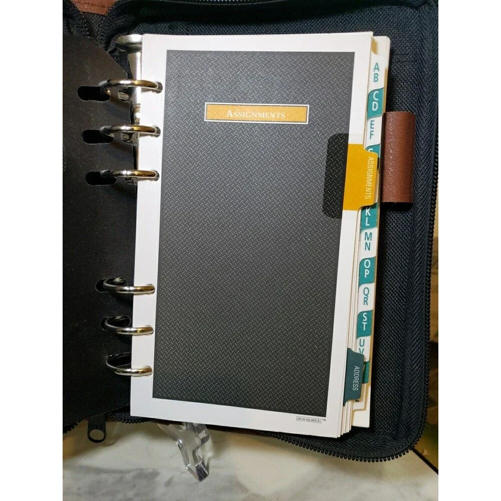 Vintage At A Glance  Black Cloth  Zip Closure Planner Binder 8.5”x6”